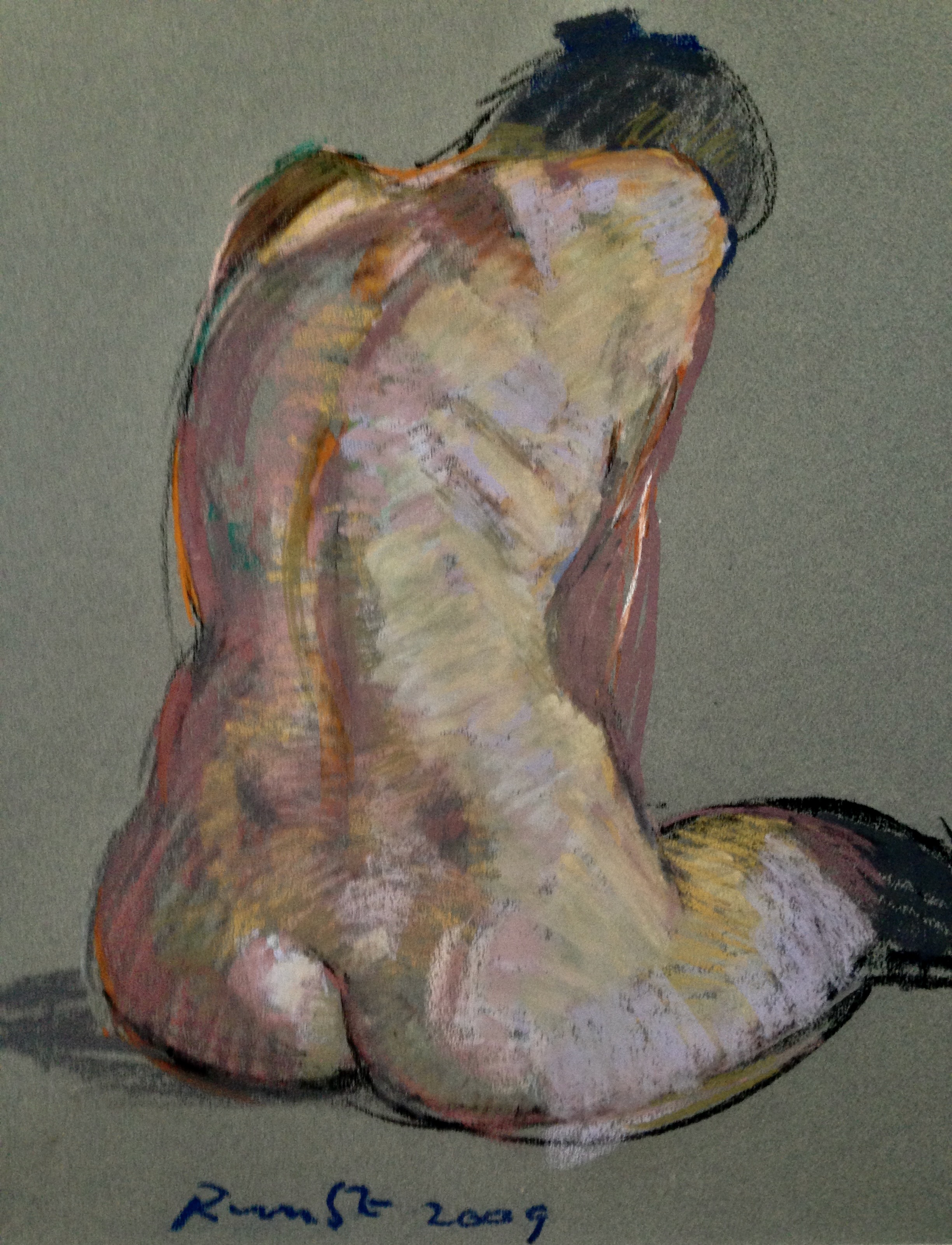 nude  pastel on grey paper  2009