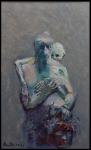 autoportrait et la mort et tête de méduse huile sur bois 145x100 cm 2012
