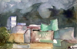 misty weather at Quito aquarelle 45x50 cm 2018