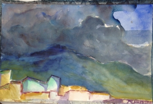 quito ''rainy weather'' aquarelle  on Archpaper 53x35 cm 2018