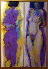 2 nudi  olio su legno  ca 40x100 cm 2018