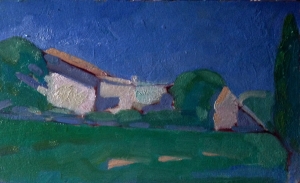 piccolo casa olio su legno 20x30 cm 2019 coll M RIETI ITALIA