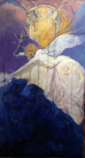 fresco nel palazzo  tempera su legno ;''l'angelo vendicatore'' 200x110cm 2019