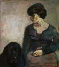 Marina   with her dog   -oil on canvas 60x70 Holland M..VINKE 