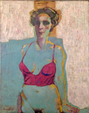 portrait of C  with red bra 79x100 cm oil on canvas 