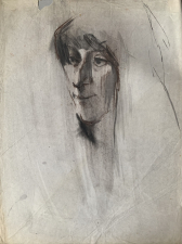 portrait woman ink /pensil on risepaper  1974