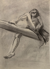 sitting nude , ink and pensil  €900