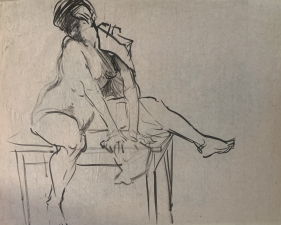 nude sitting on a table ink and pencil €900